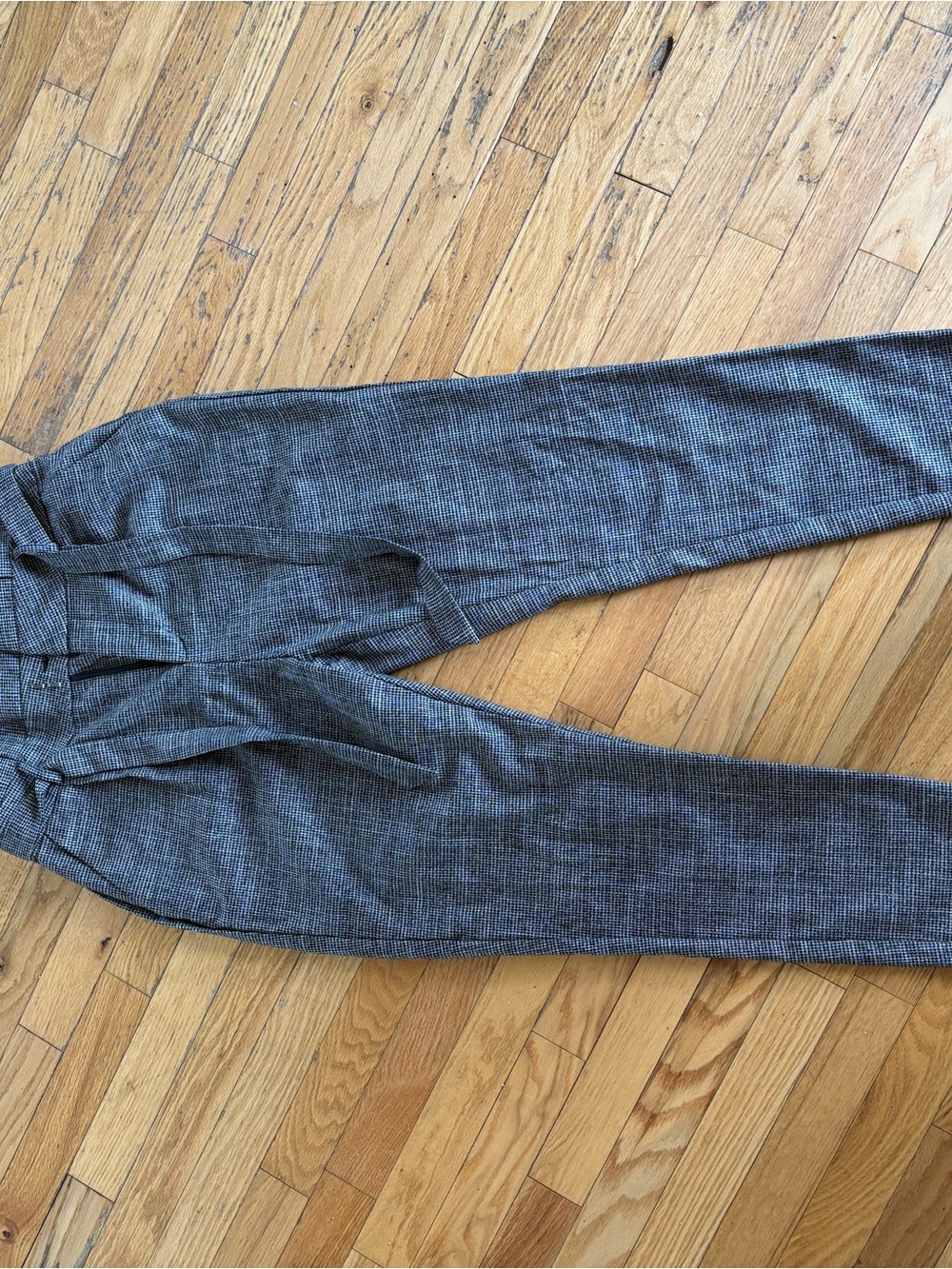 Vero Moda Gray Checked High-Waist Paperbag Trousers